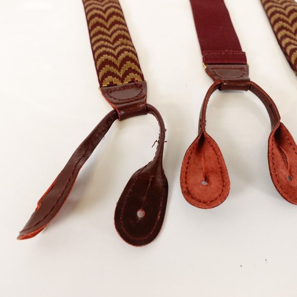 CAS GERMANY Men's Red Khaki Suspender Button Y Back Weaving Gold Hardware Buckle - Picture 3 of 11